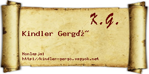 Kindler Gergő névjegykártya